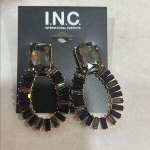 INC International Concepts Black and Silver Art Deco Earrings